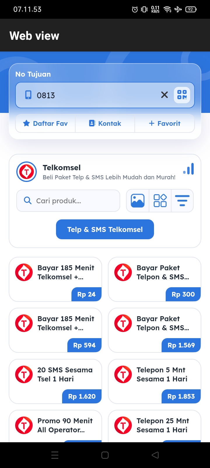 Paket Telpon & SMS Vol.7